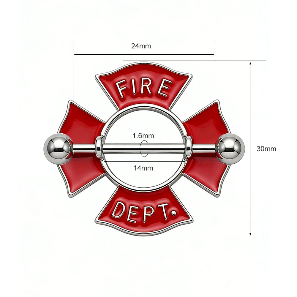 Fire Department Maltese Cross Nipple Ring Piercing Jewelry