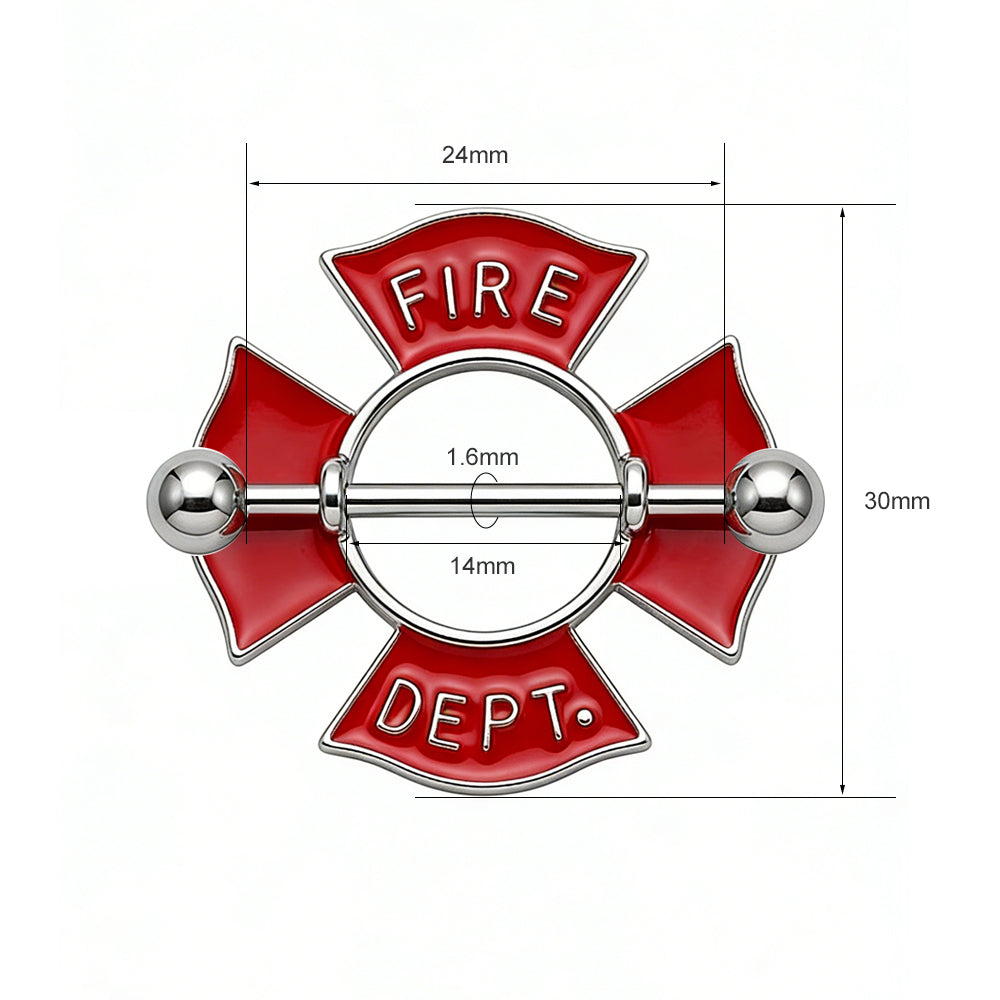 Fire Department Maltese Cross Nipple Ring Piercing Jewelry
