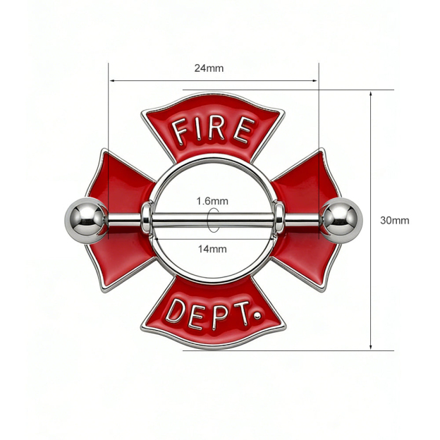 Fire Department Maltese Cross Nipple Ring Piercing Jewelry