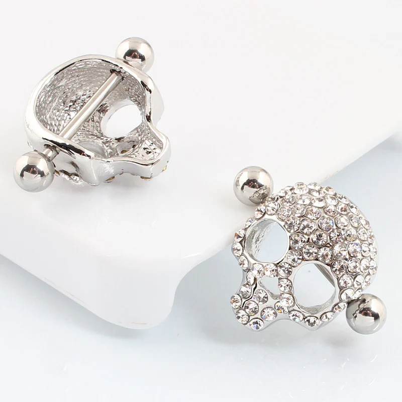 Skull and Zircon Nipple Ring