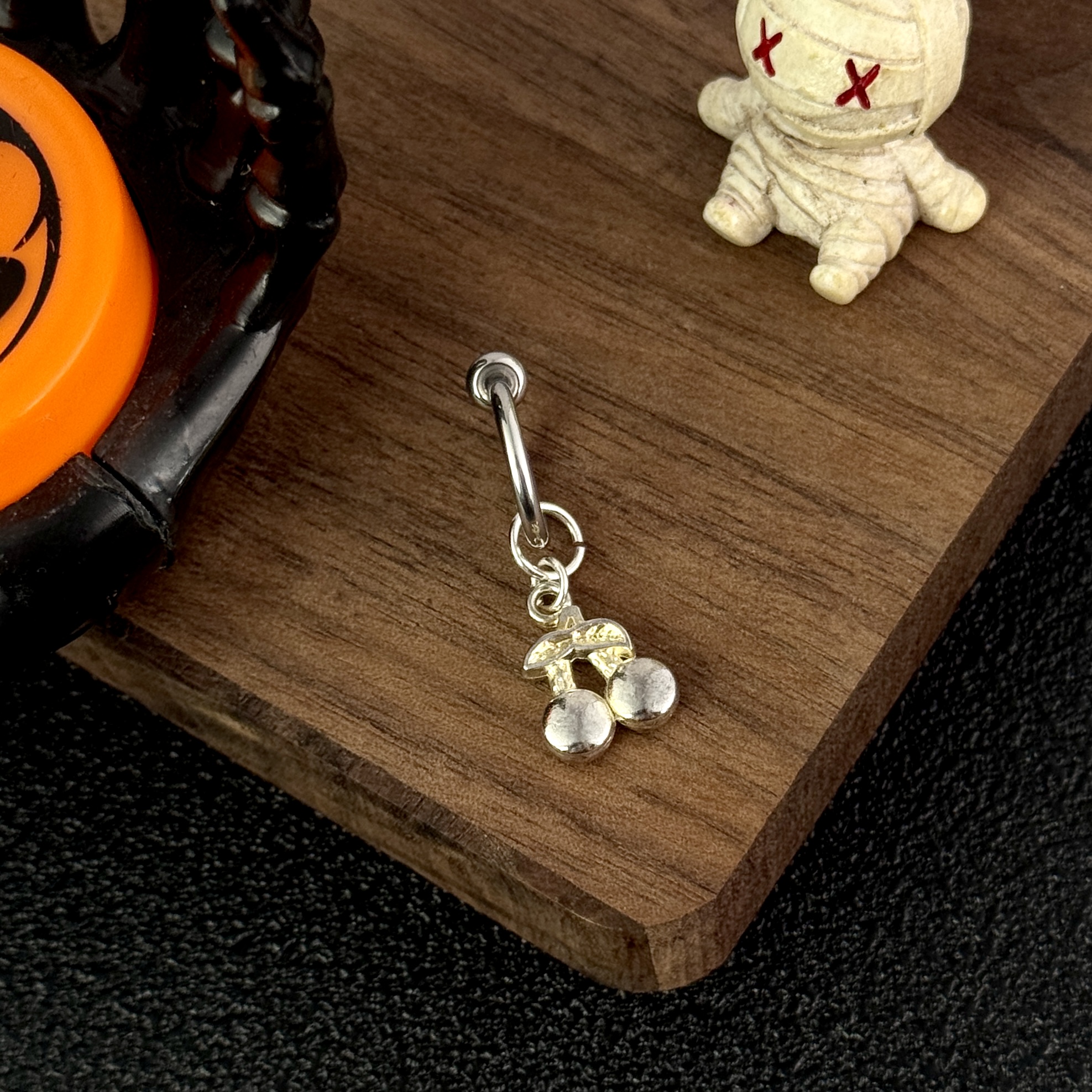 Cherry Charm Faux Belly Button Ring