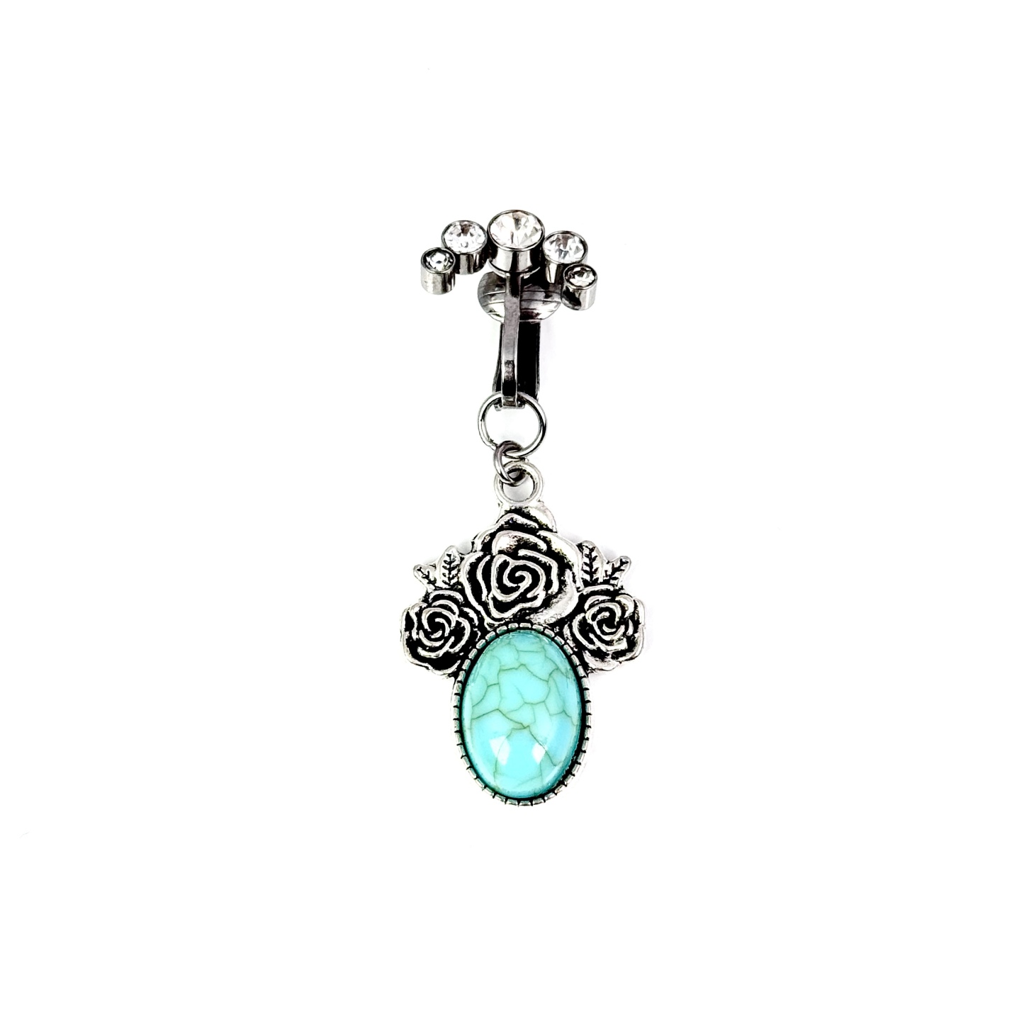 Vintage Turquoise Rose Faux Belly Ring