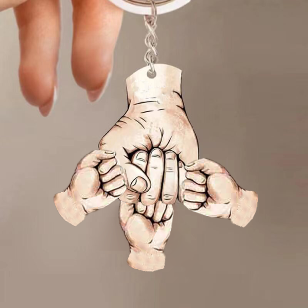 Family Gift Father and Son Fist Keychain-Thyye