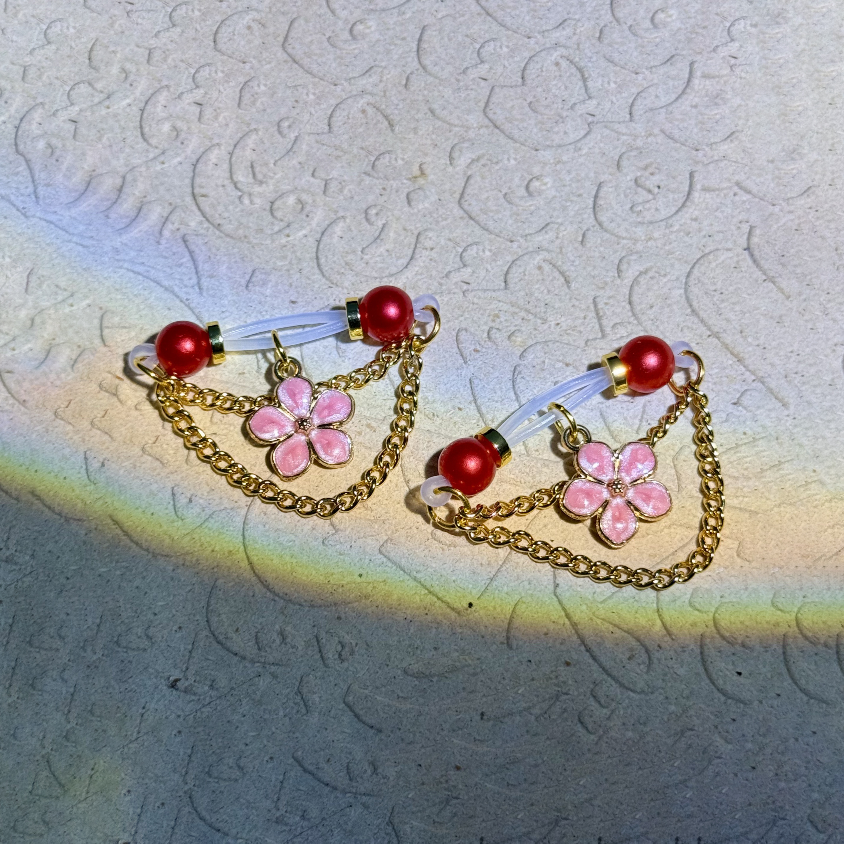 Pink Blossom Chain Nipple Clip