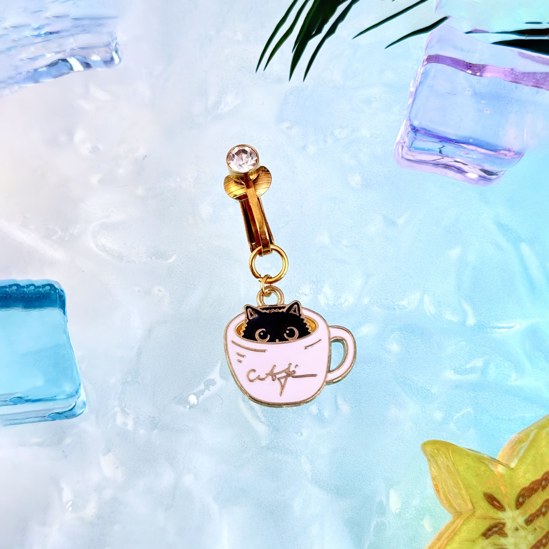 Latte Cat Non-Piercing Navel Clip