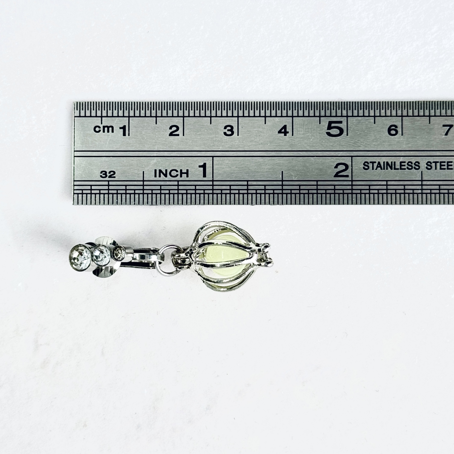 Glow Pearl Cage Faux Belly Button Ring