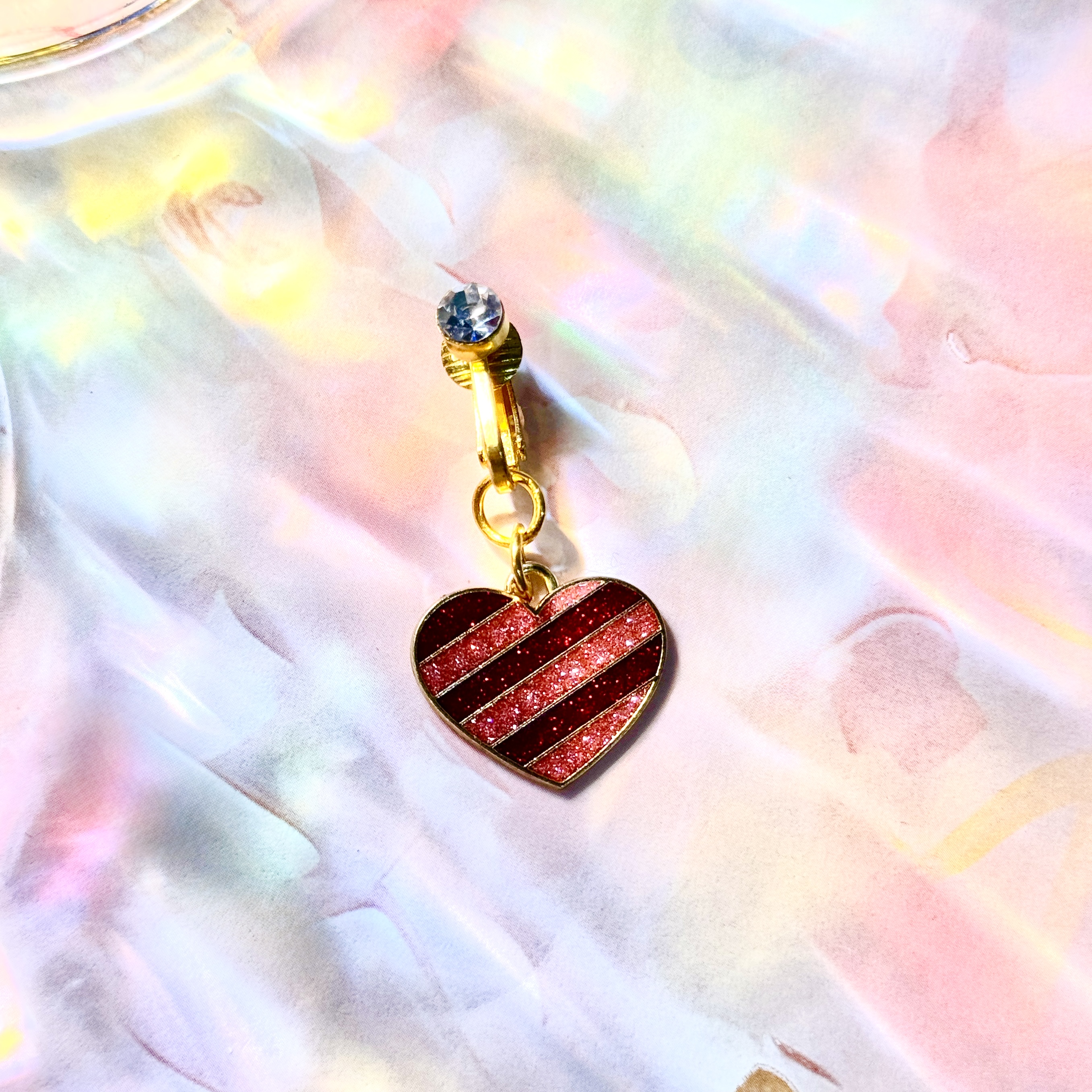 Ruby Heart Glow Faux Navel Ring