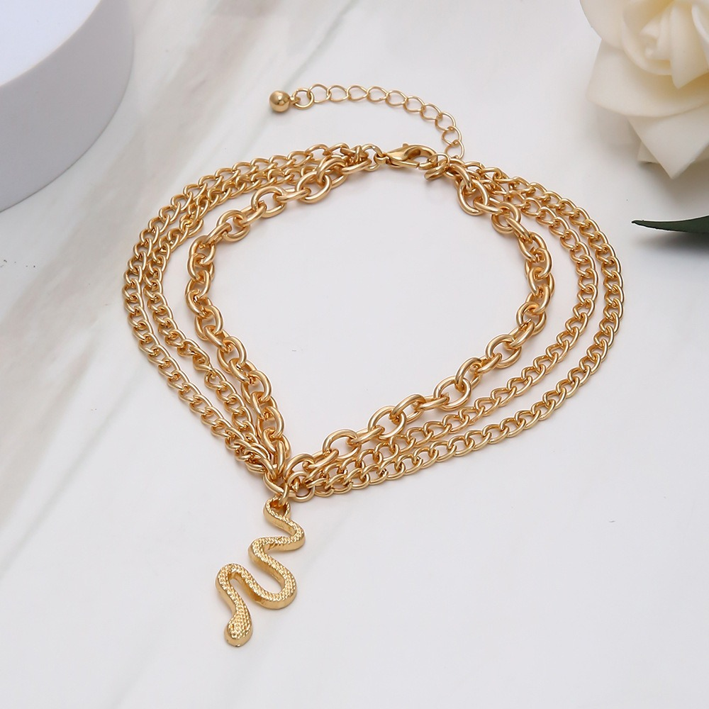 Gold Layered Snake Charm Anklet