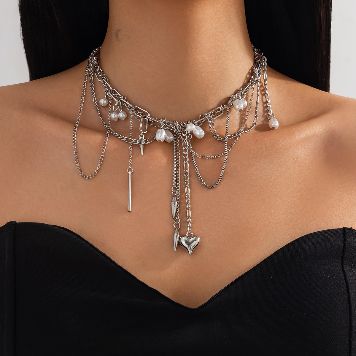 Heart Pearl Tassel Necklace