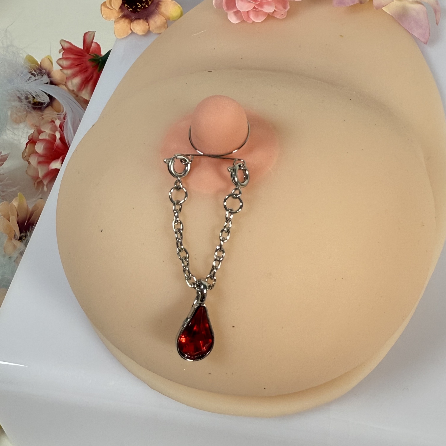 Anti-detachment spring-loaded nipple decoration