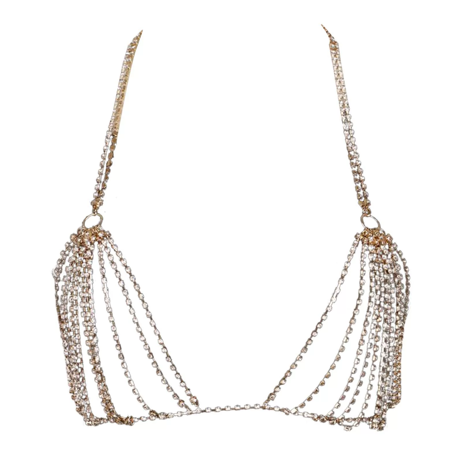 Multi-layer rhinestone bikini body chain