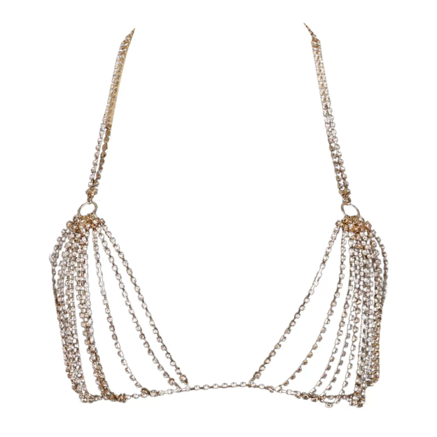 Multi-layer rhinestone bikini body chain