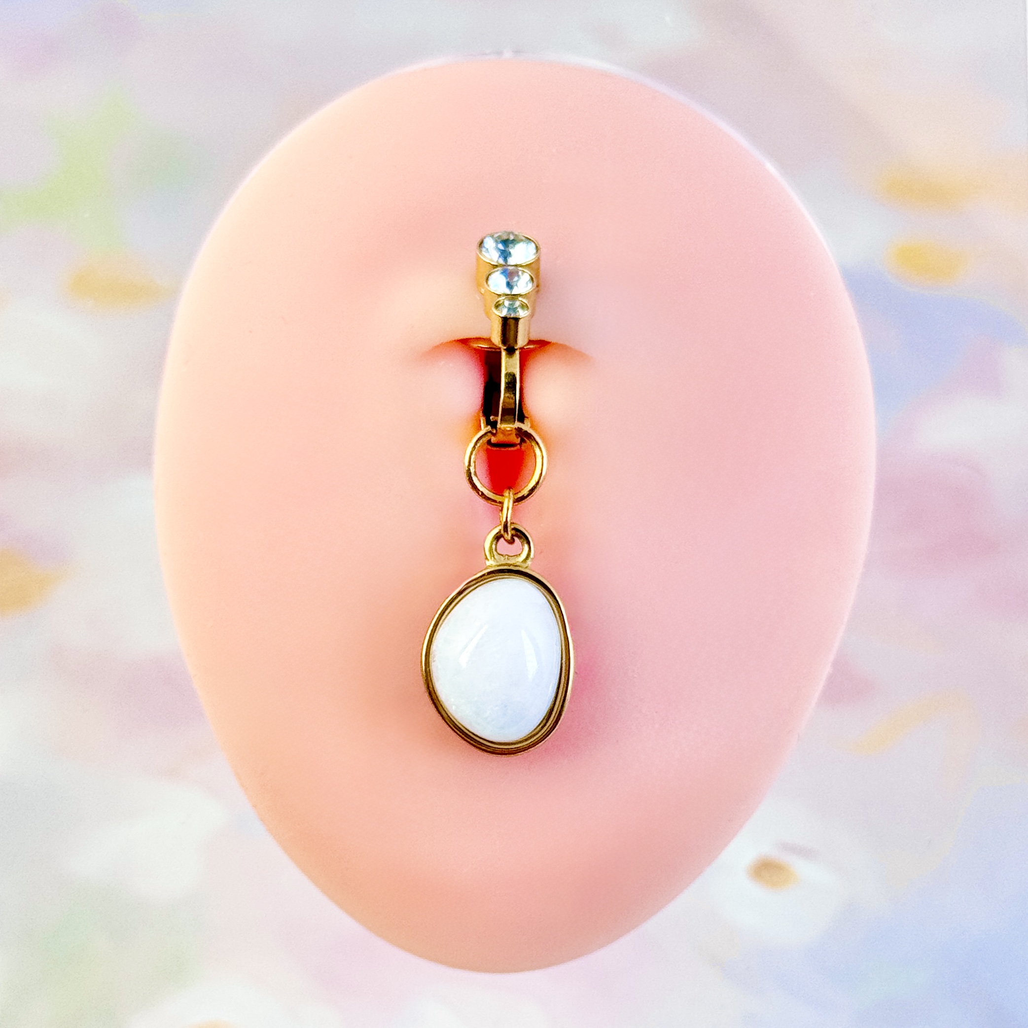 Moonstone Glow Faux Navel Ring