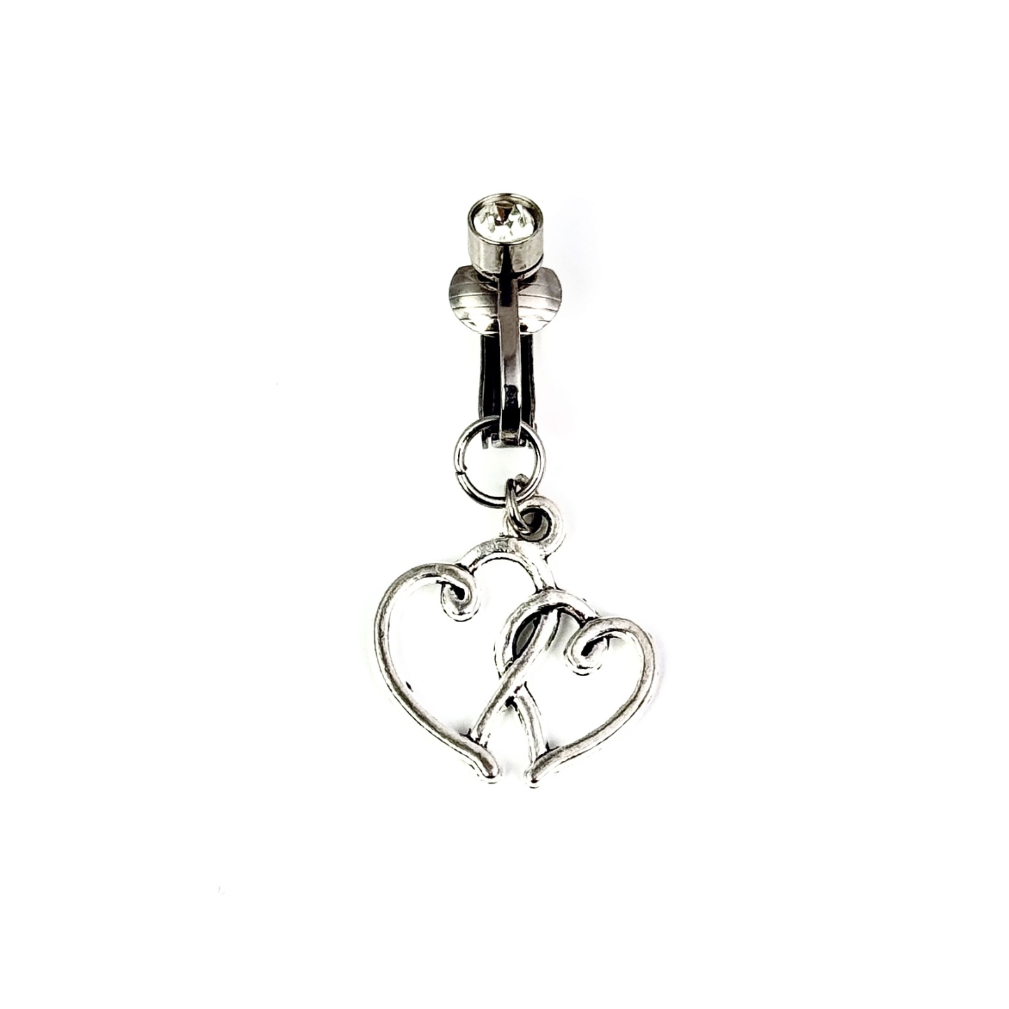 Double Heart Faux Belly Button Ring