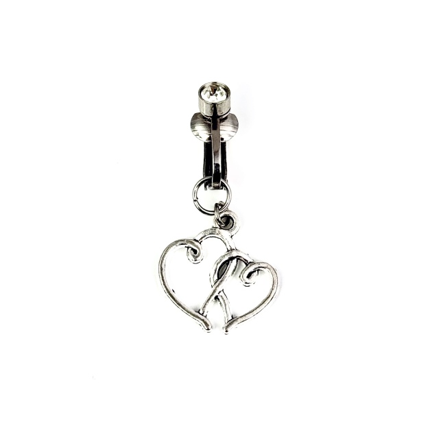 Double Heart Faux Belly Button Ring