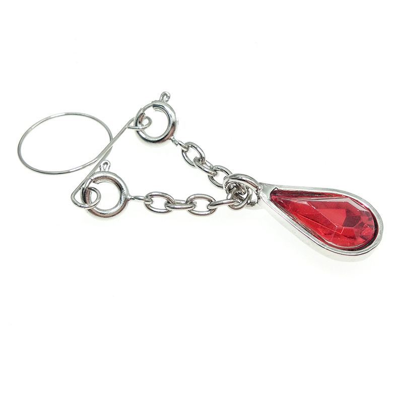 Red teardrop false nipple ring-Thyye