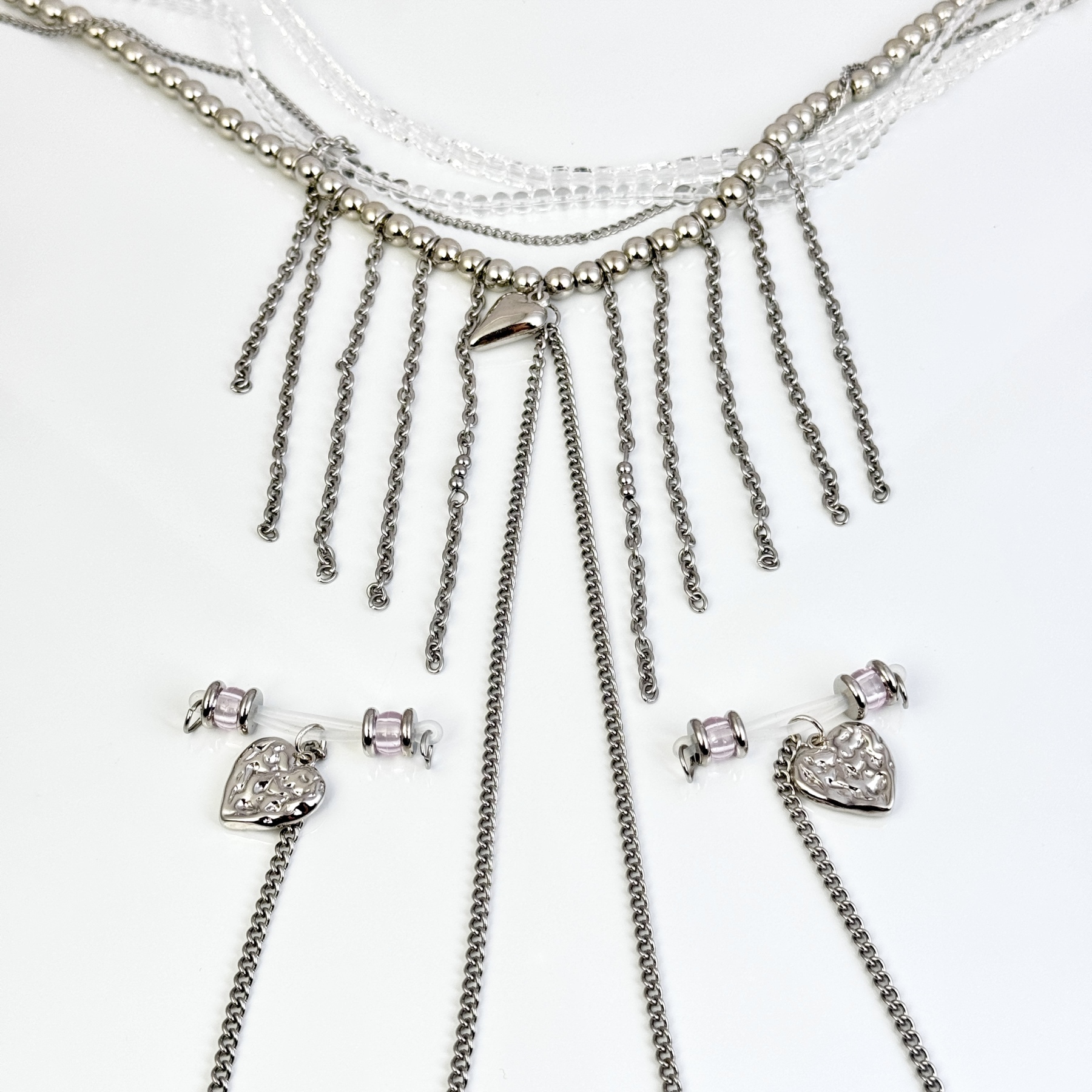 Crystal Heart Nipple Chain Set