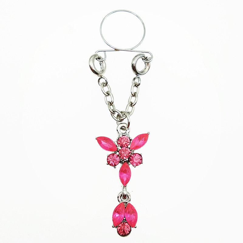 Butterfly flower fake nipple ring nipple jewelry-Thyye