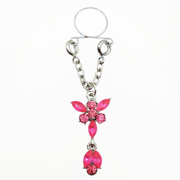 Butterfly flower fake nipple ring nipple jewelry-Thyye