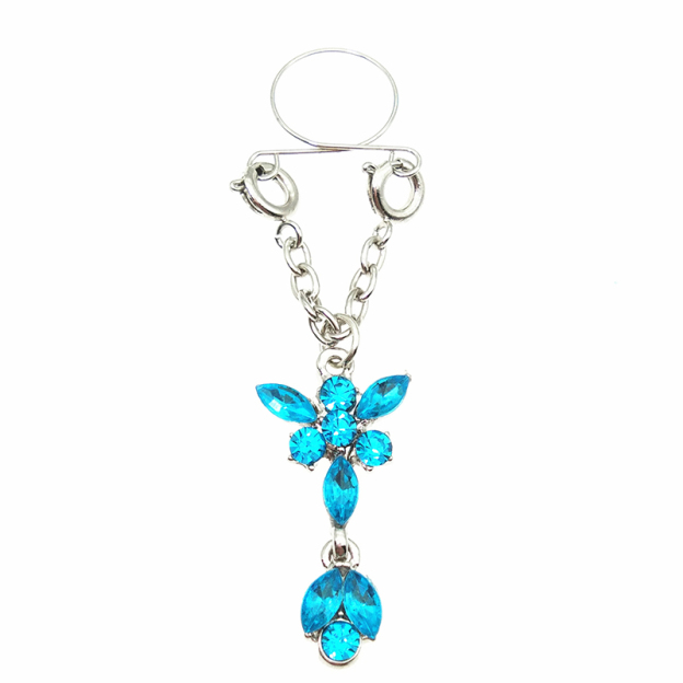 Butterfly flower fake nipple ring nipple jewelry-Thyye