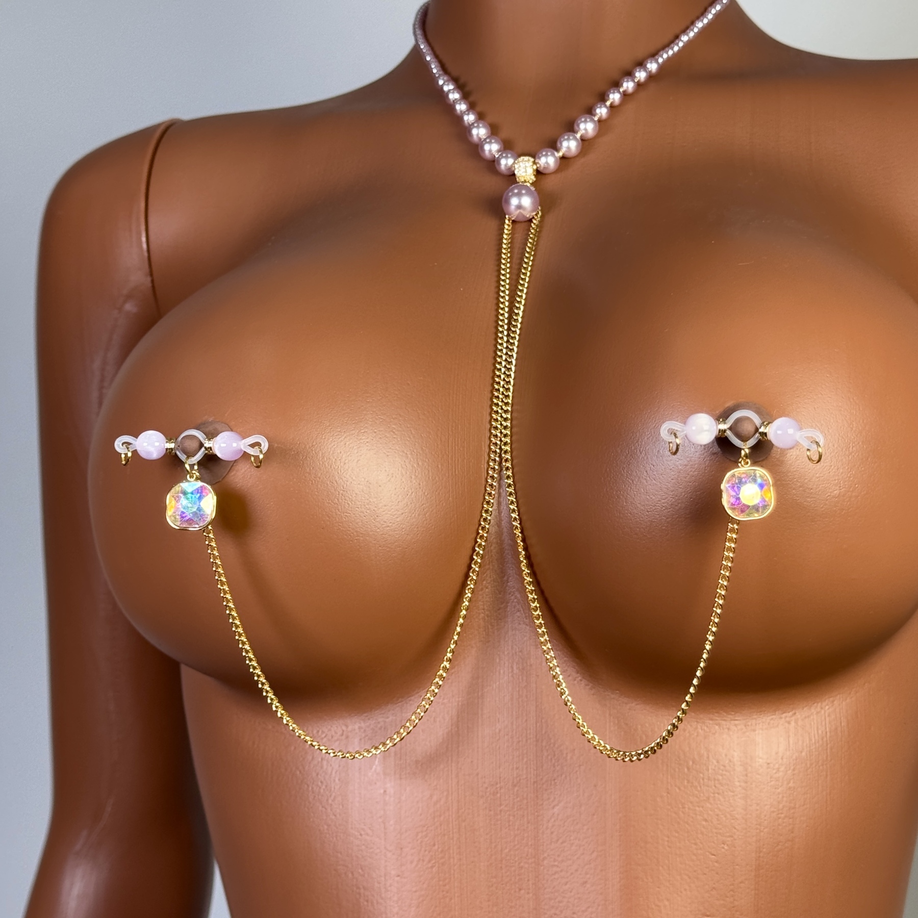 Rose Pearl Body Chain Set