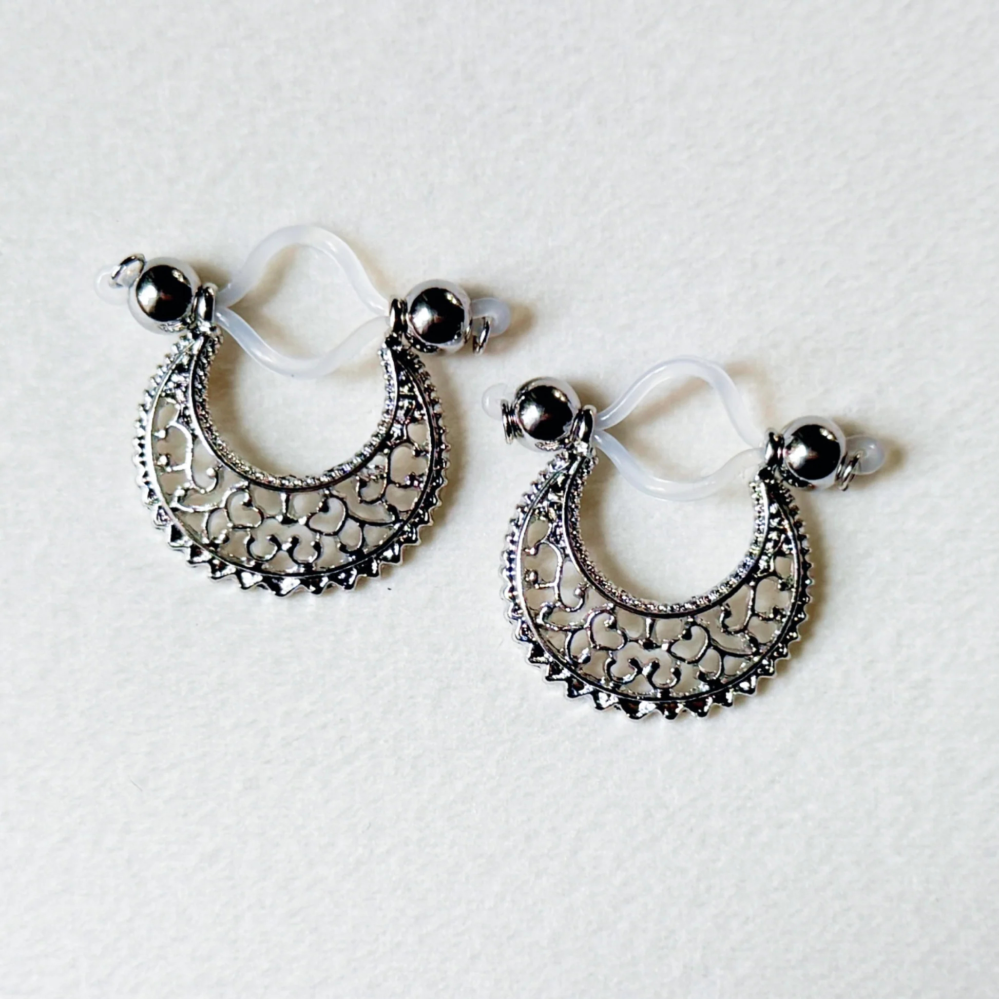 Silver Filigree Crescent Weave