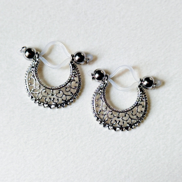 Silver Filigree Crescent Weave