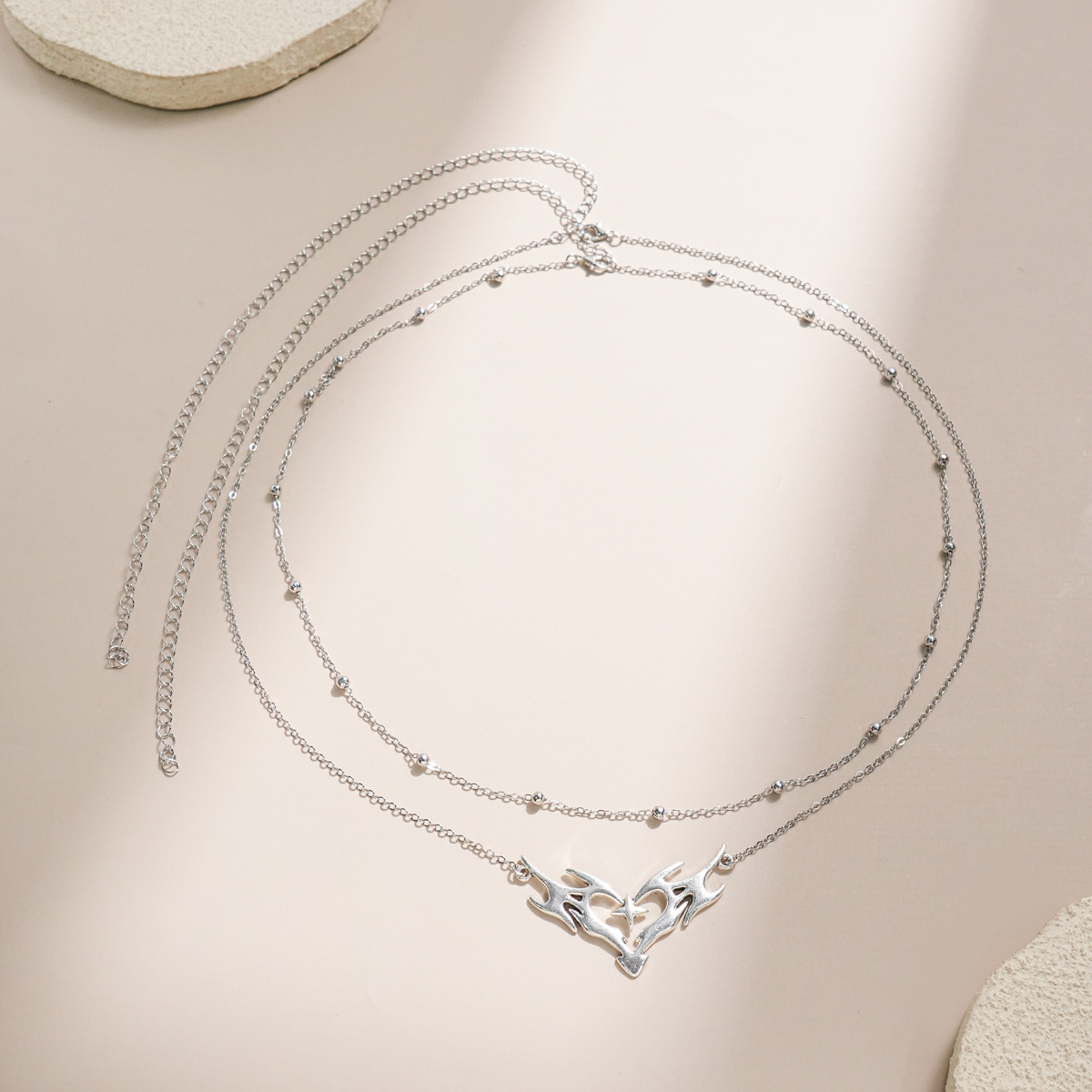 Heart-shaped cross pendant body chain
