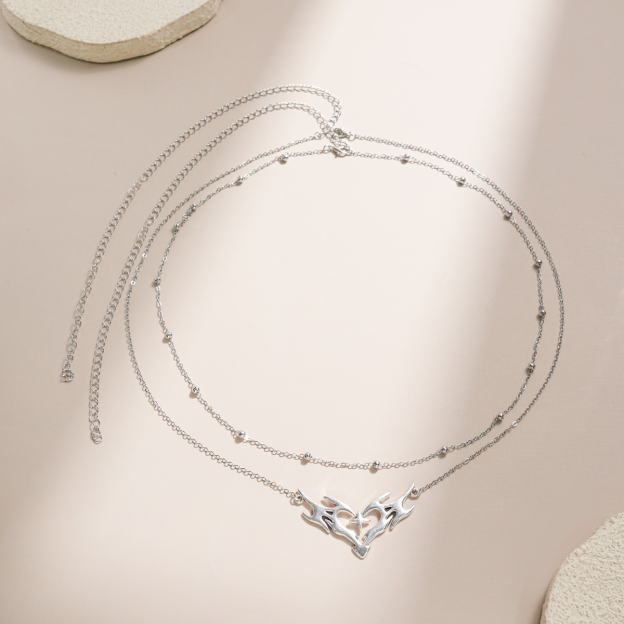 Heart-shaped cross pendant body chain
