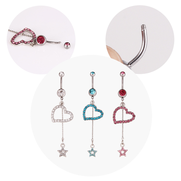 Five-pointed star heart-shaped false nipple ring-Thyye