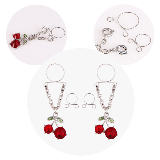 Cherry non-piercing nipple ring-Thyye