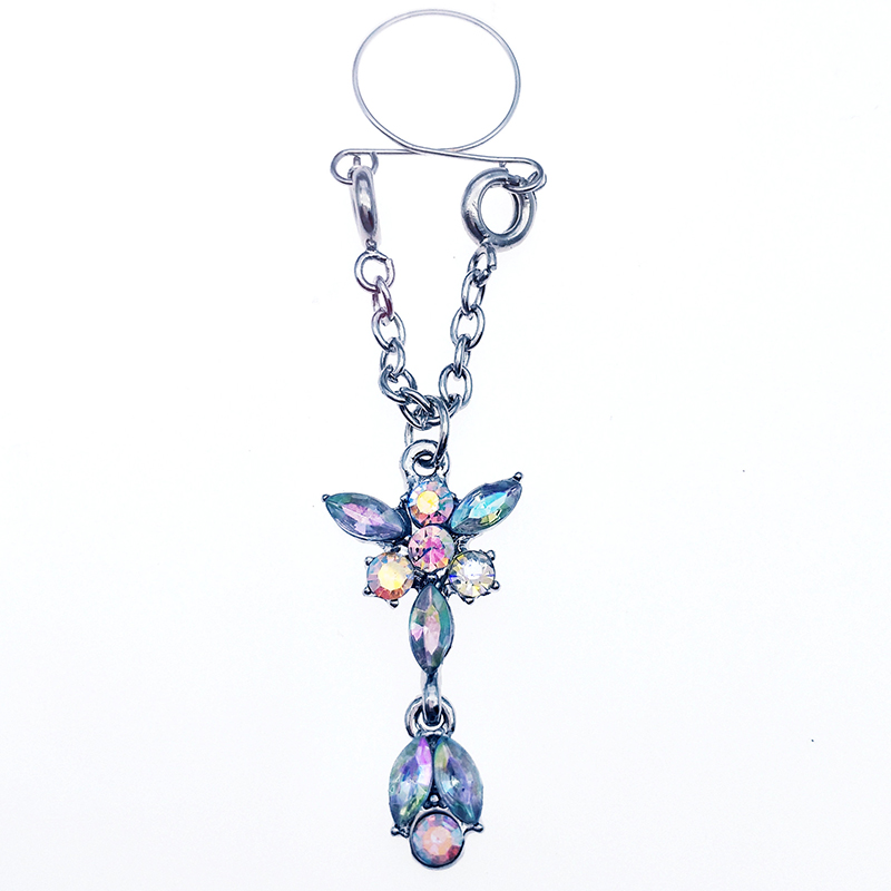 Butterfly flower fake nipple ring nipple jewelry-Thyye