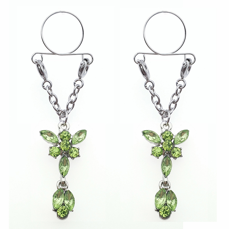 Butterfly flower fake nipple ring nipple jewelry-Thyye
