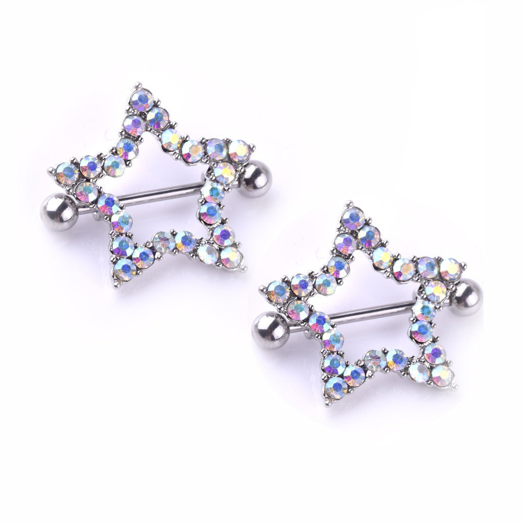 Sparkling Star-Shaped Nipple Shield Barbell