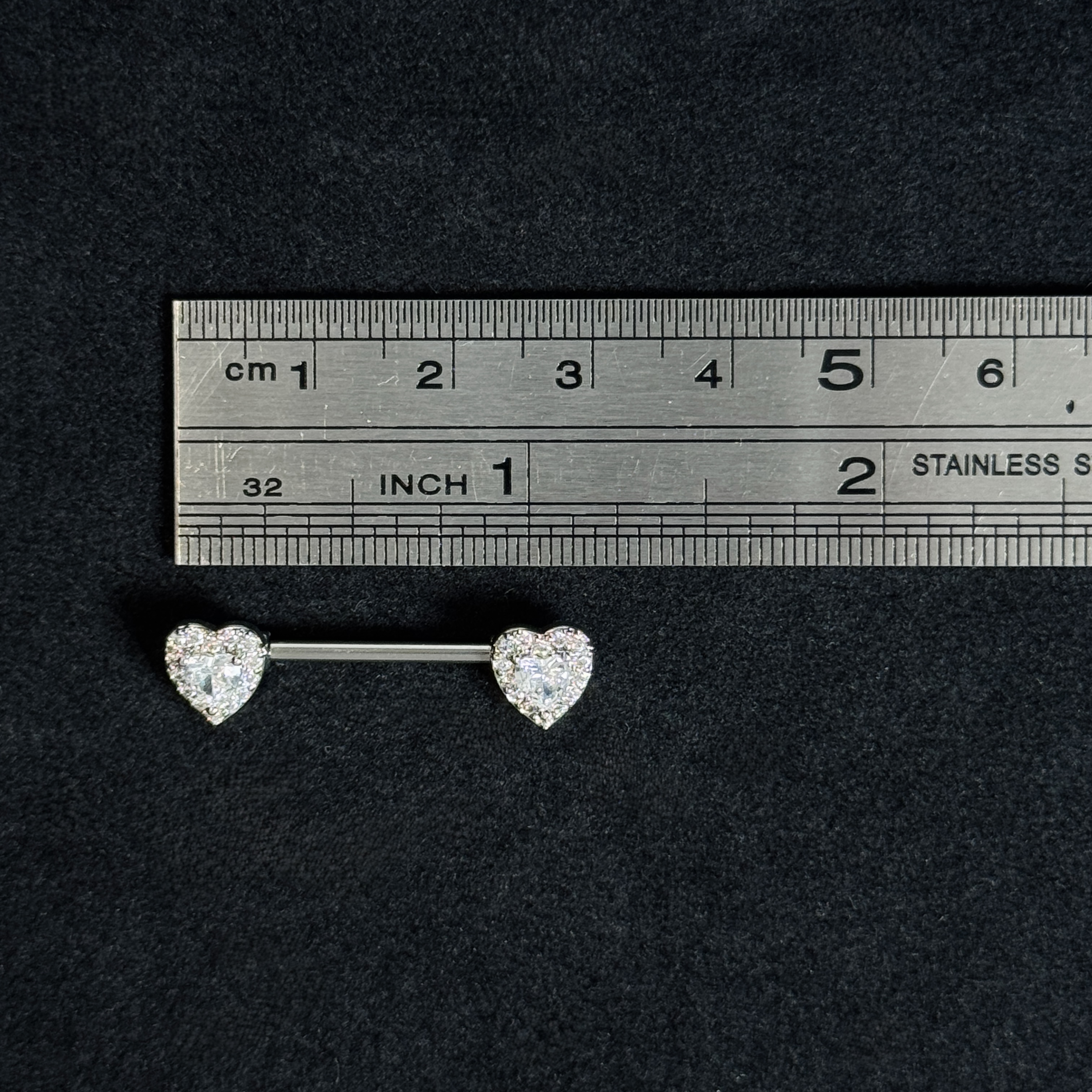Crystal Heart Barbell