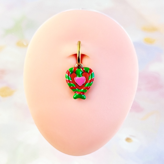 Candy-heart style faux navel piercing