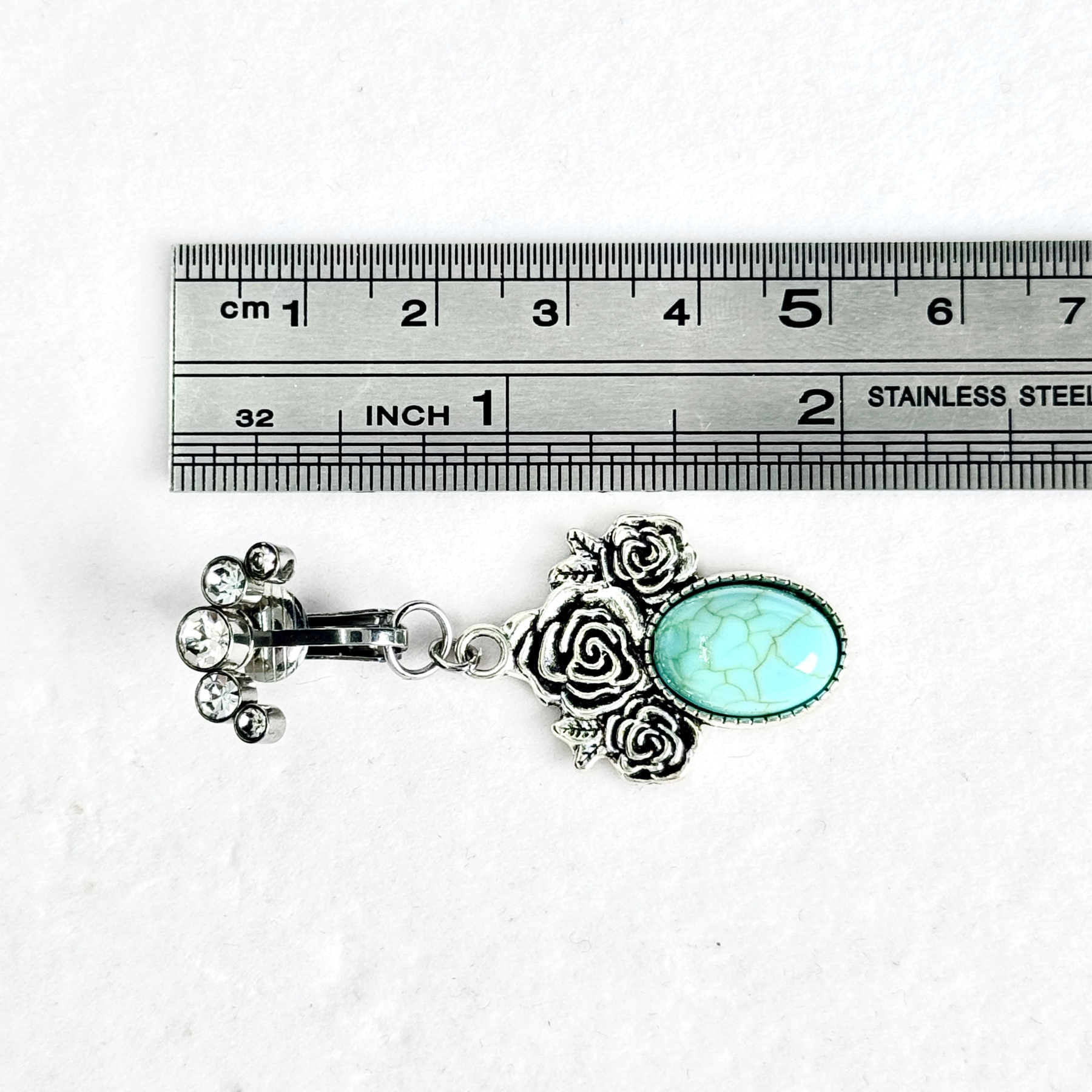 Vintage Turquoise Rose Faux Belly Ring