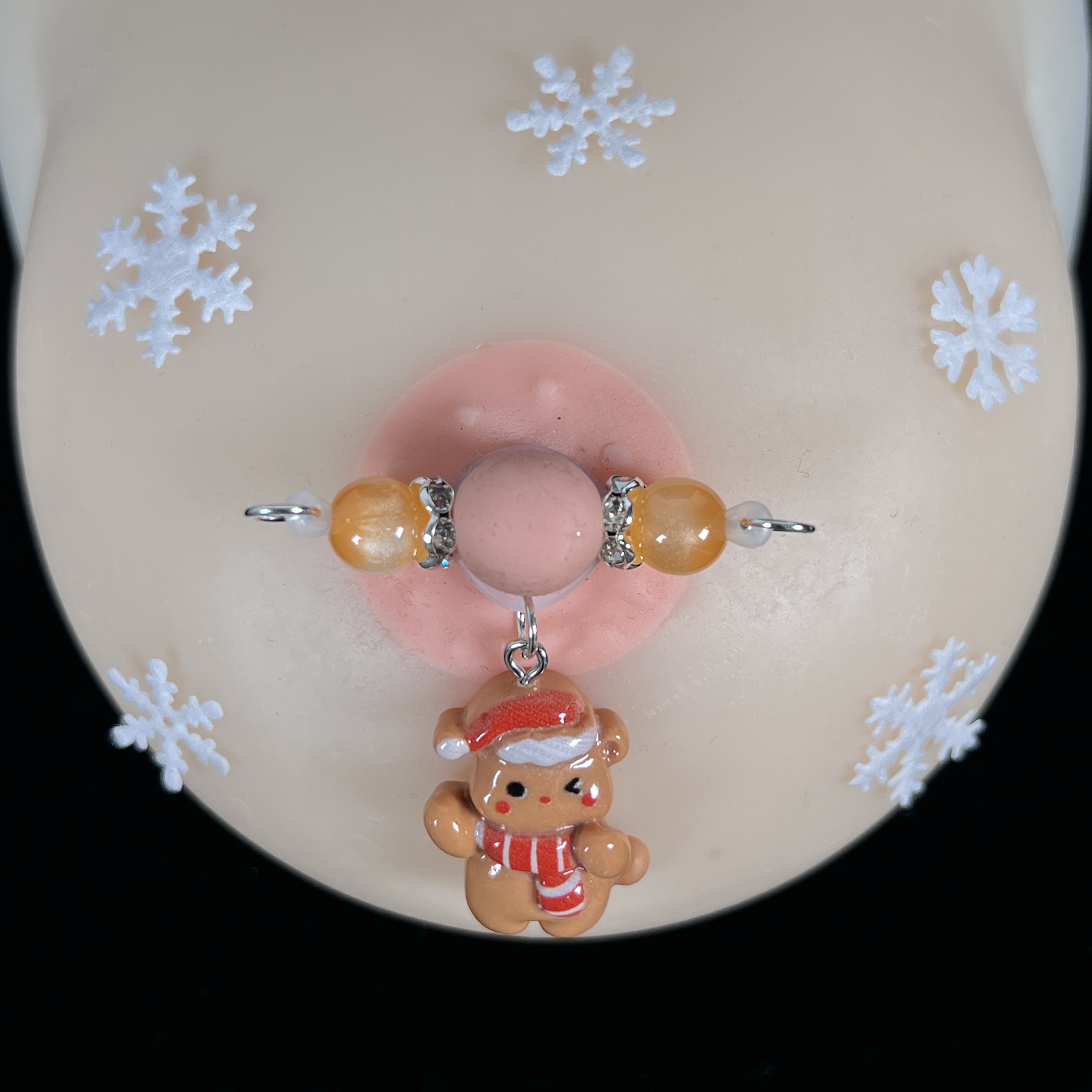 Bear Pendant Pink Pearl Nipple Clamps