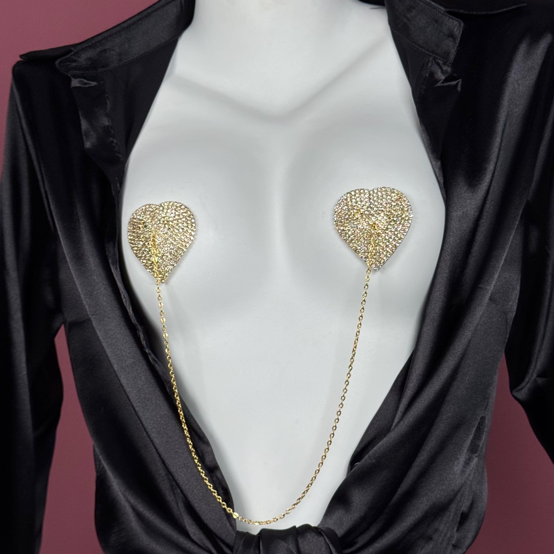 Women's Alluring Heart-Shaped Rhinestone Breast Patches