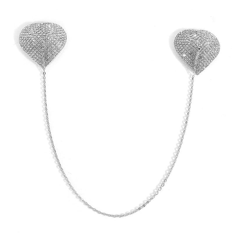 Women's Alluring Heart-Shaped Rhinestone Breast Patches