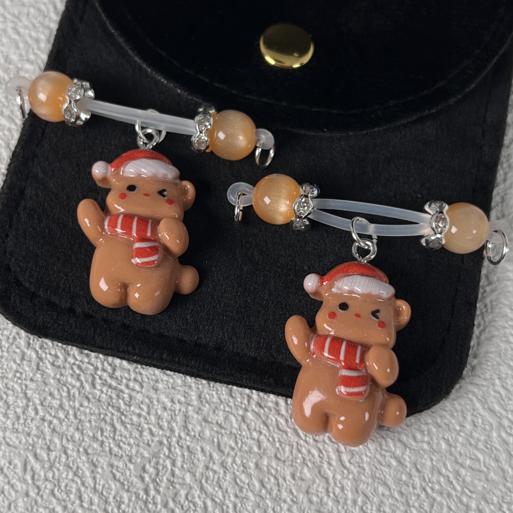 Bear Pendant Pink Pearl Nipple Clamps