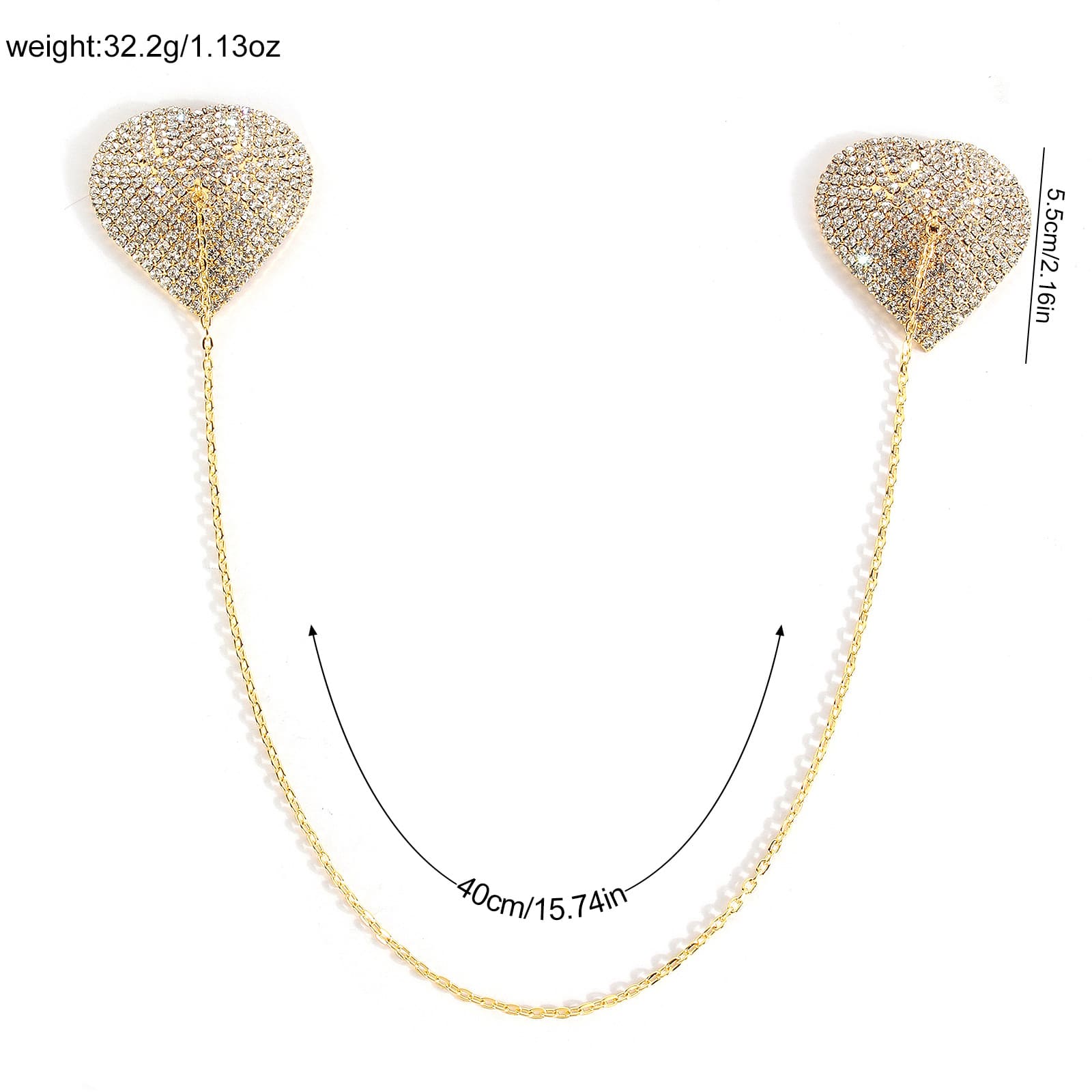 Women's Alluring Heart-Shaped Rhinestone Breast Patches