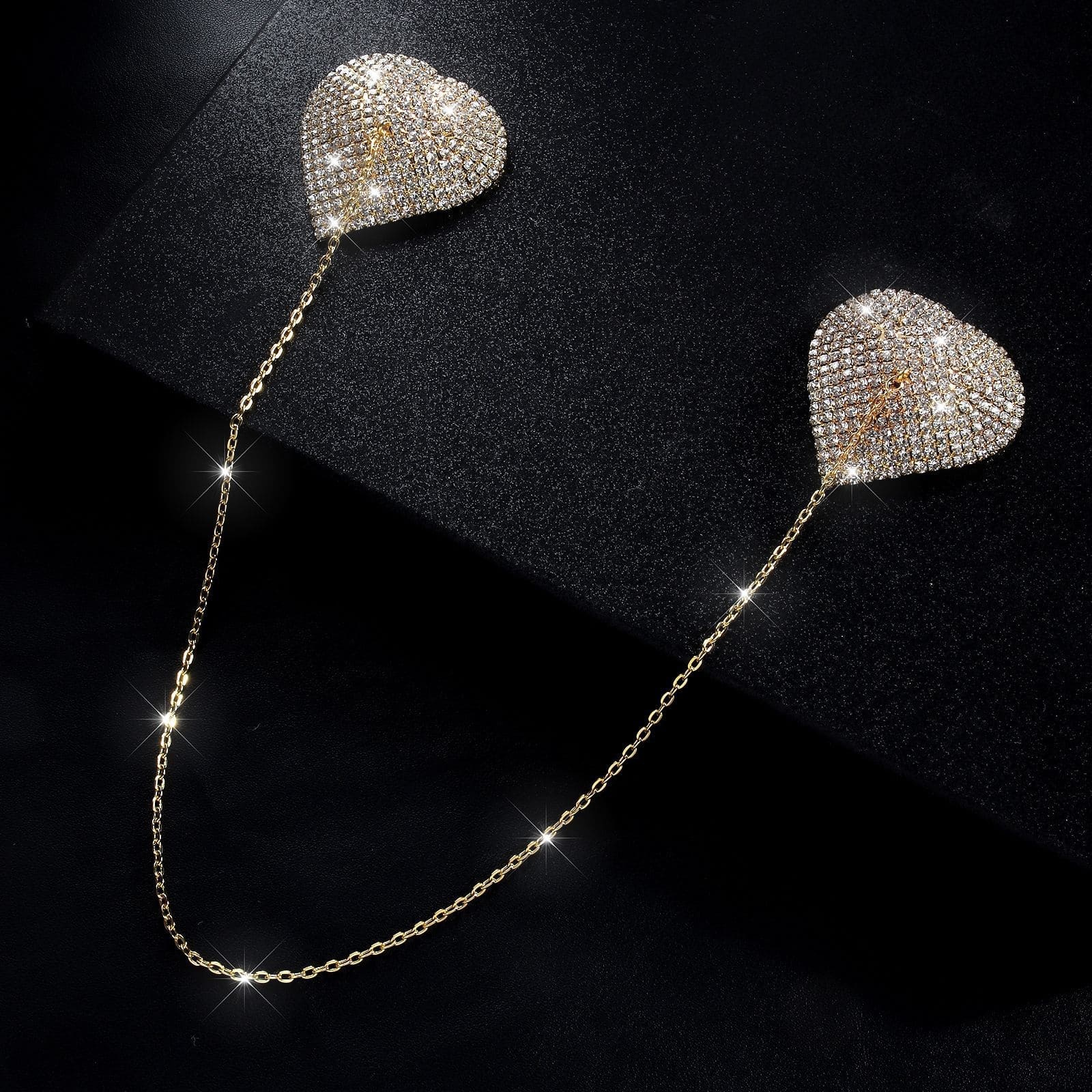 Women's Alluring Heart-Shaped Rhinestone Breast Patches