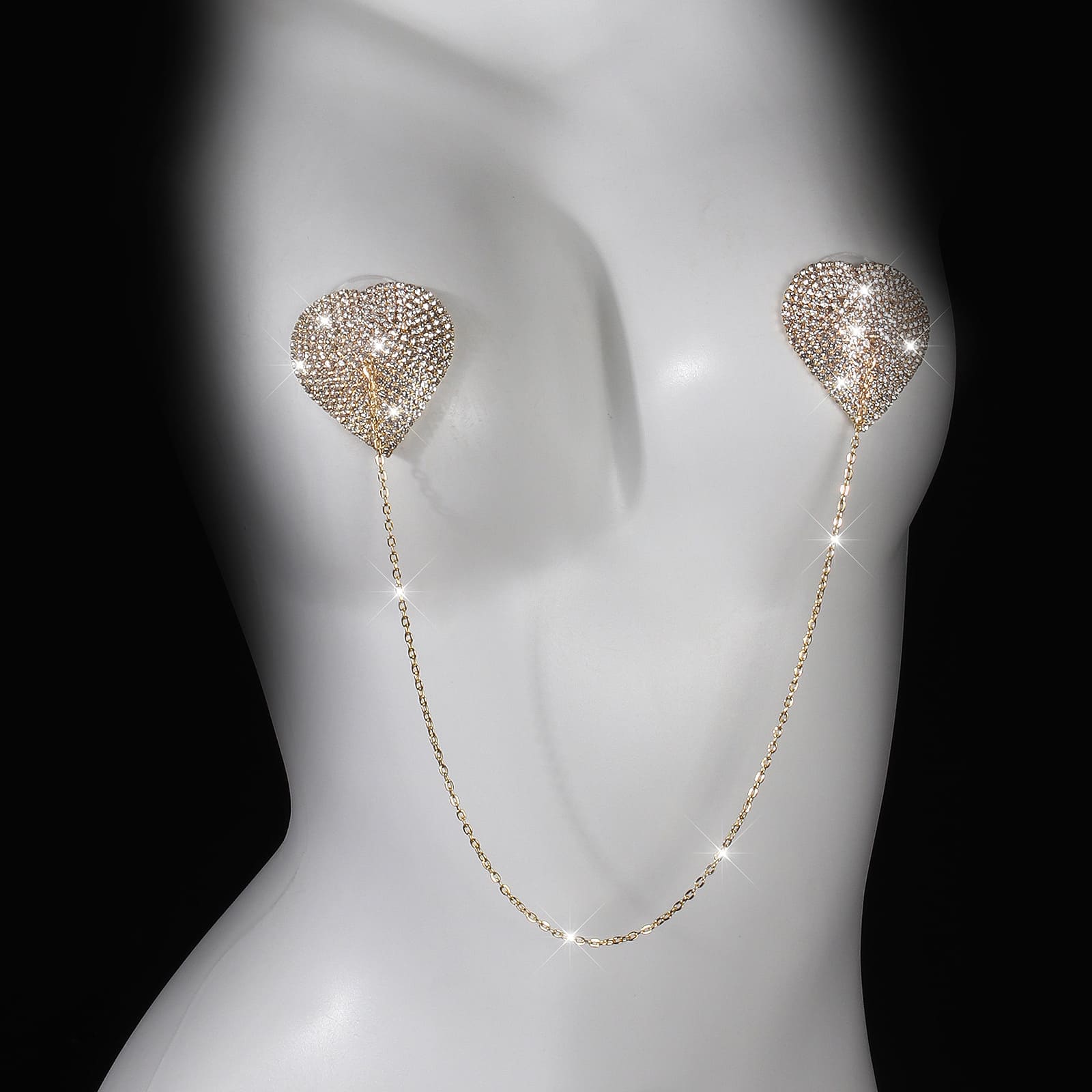 Women's Alluring Heart-Shaped Rhinestone Breast Patches