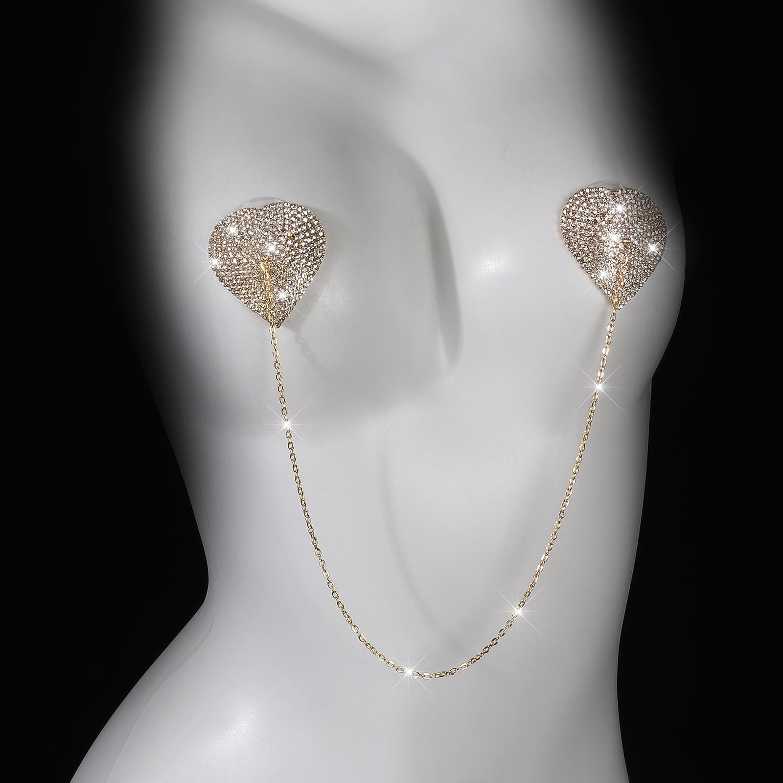 Women's Alluring Heart-Shaped Rhinestone Breast Patches