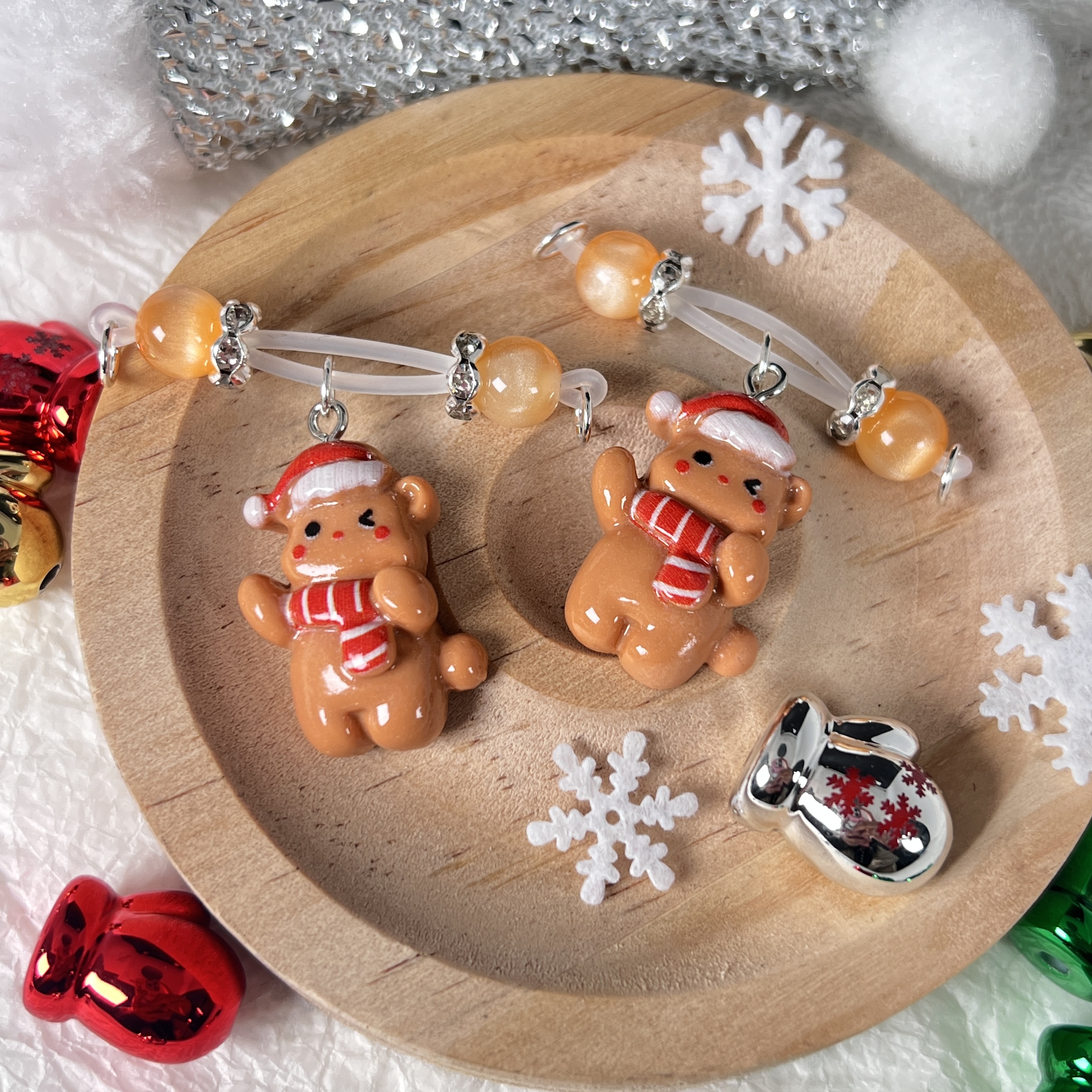 Bear Pendant Pink Pearl Nipple Clamps