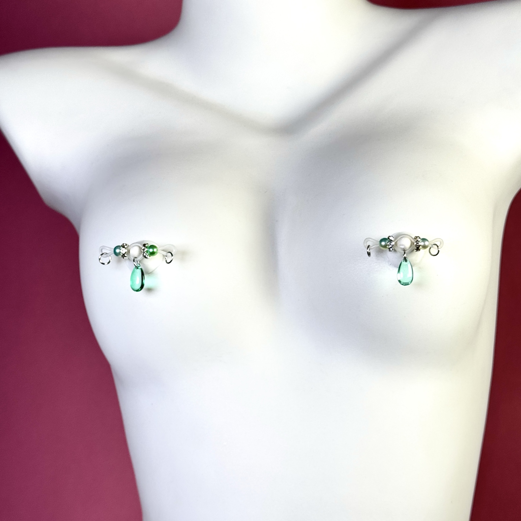 Emerald Drop Nipple Clips