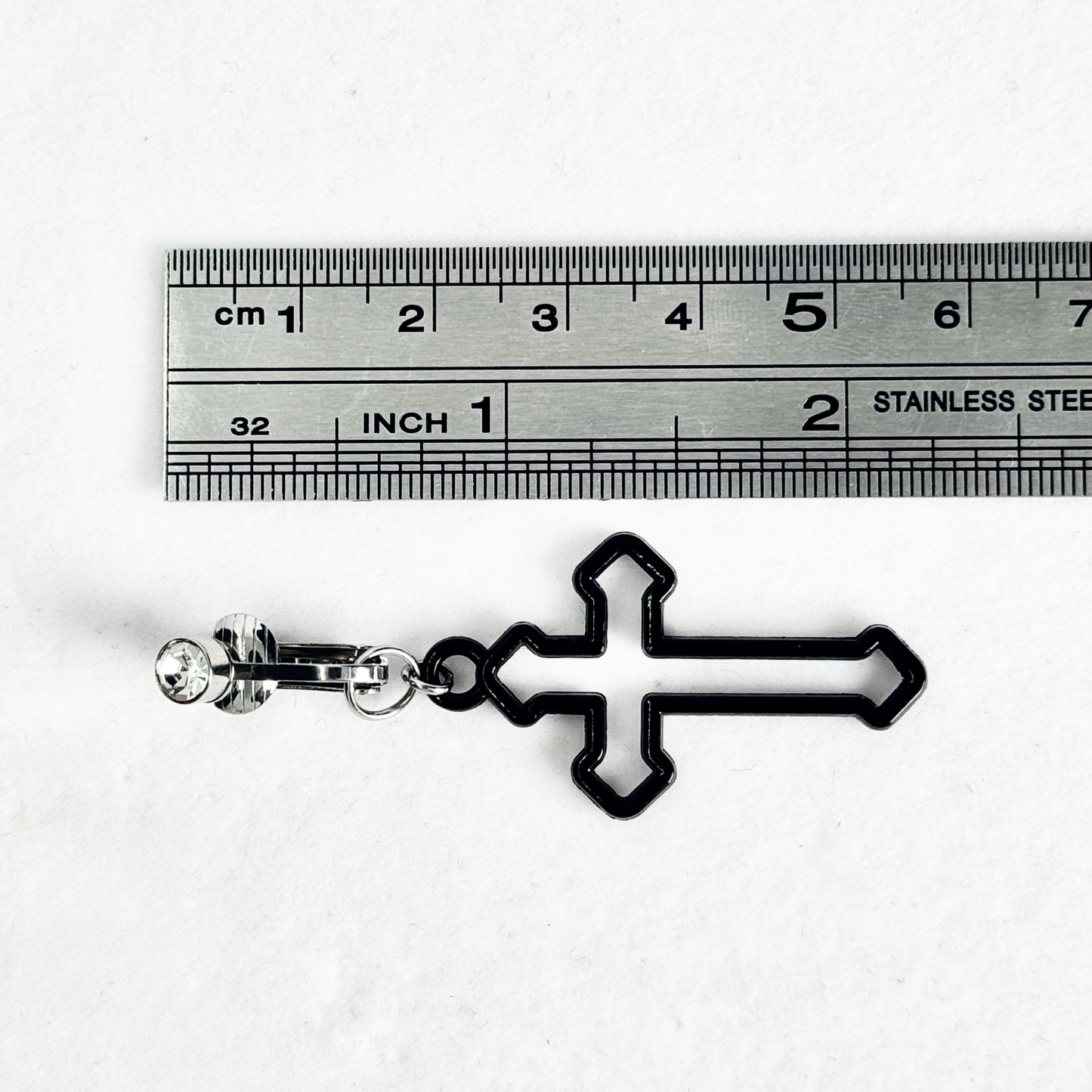 Black Cross Faux Belly Button Ring