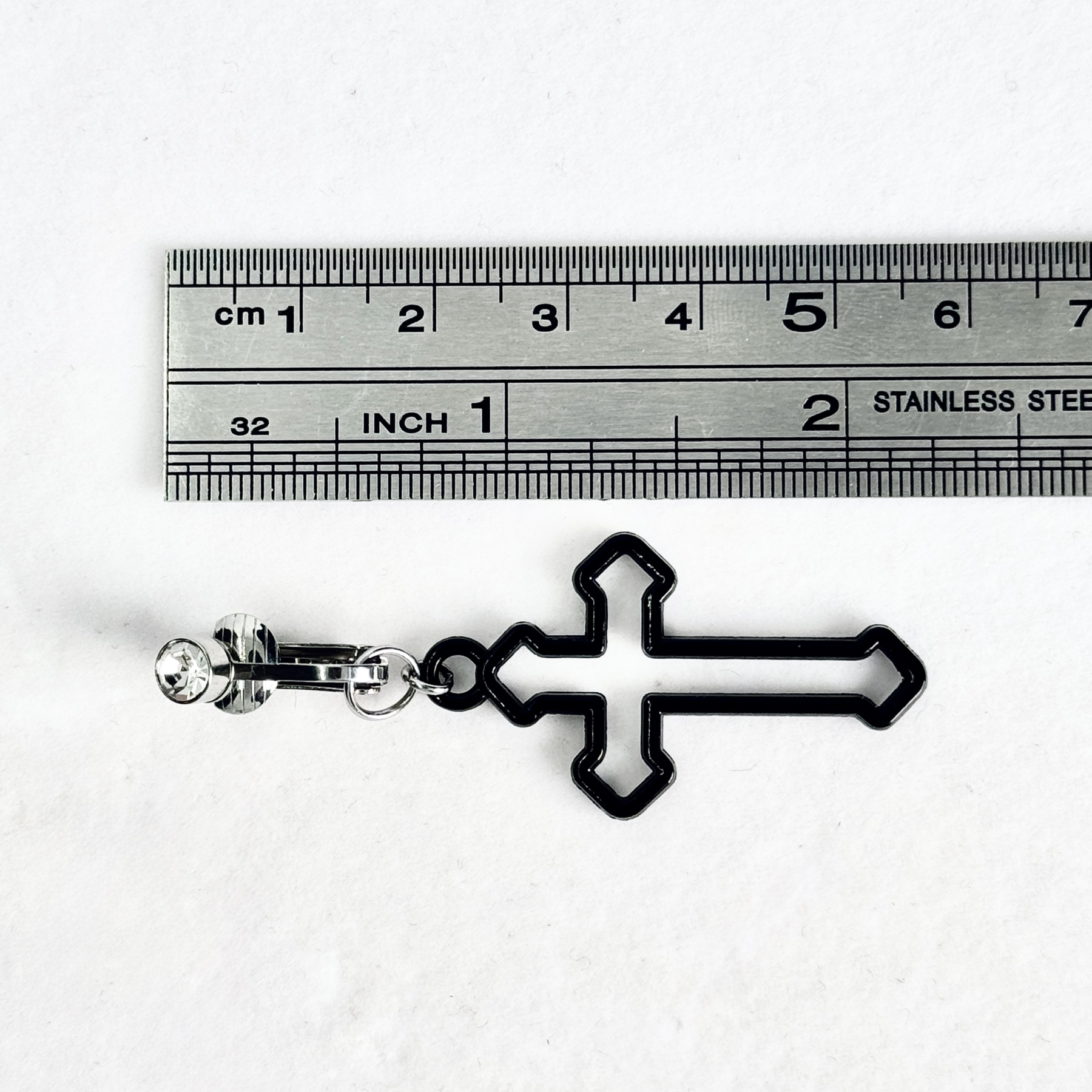 Black Cross Faux Belly Button Ring