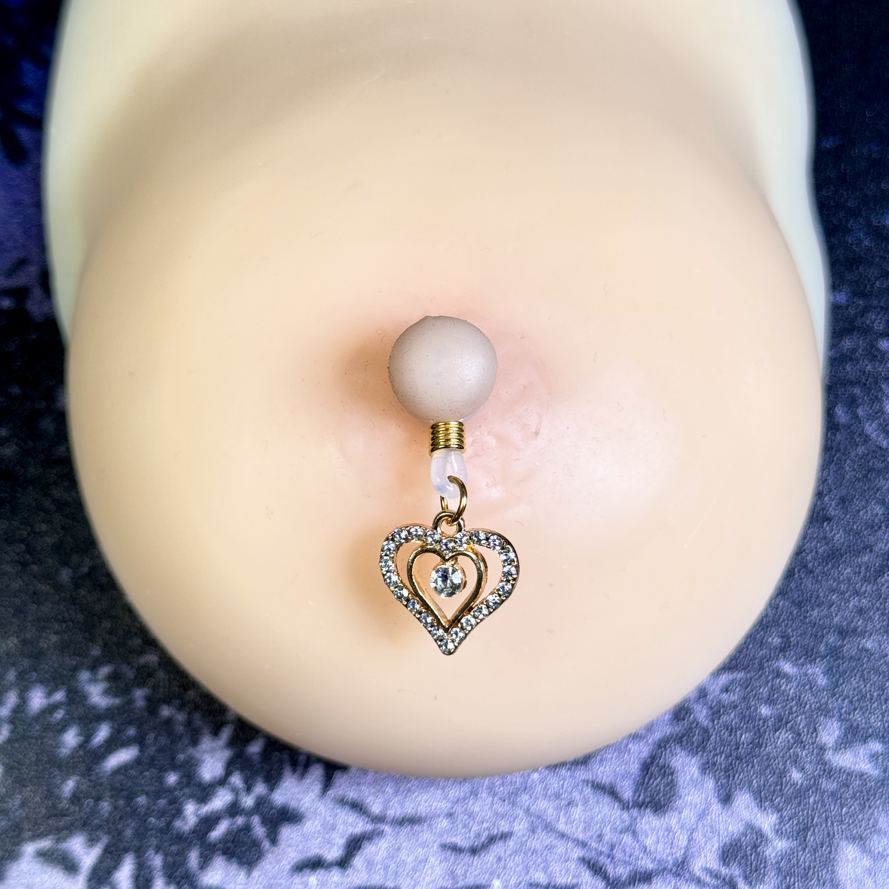 Double Heart Crystal No-Piercing Nipple Clamp